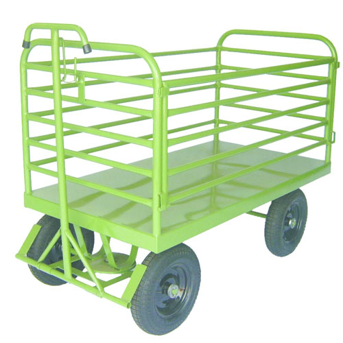 Carro plataforma tubular em ferro pintado, com 5ªroda (freio) rodas 350x8,maciças ou pneumáticas, medidas: 1,50 x 0,80 ou 1,20 x 0,80.